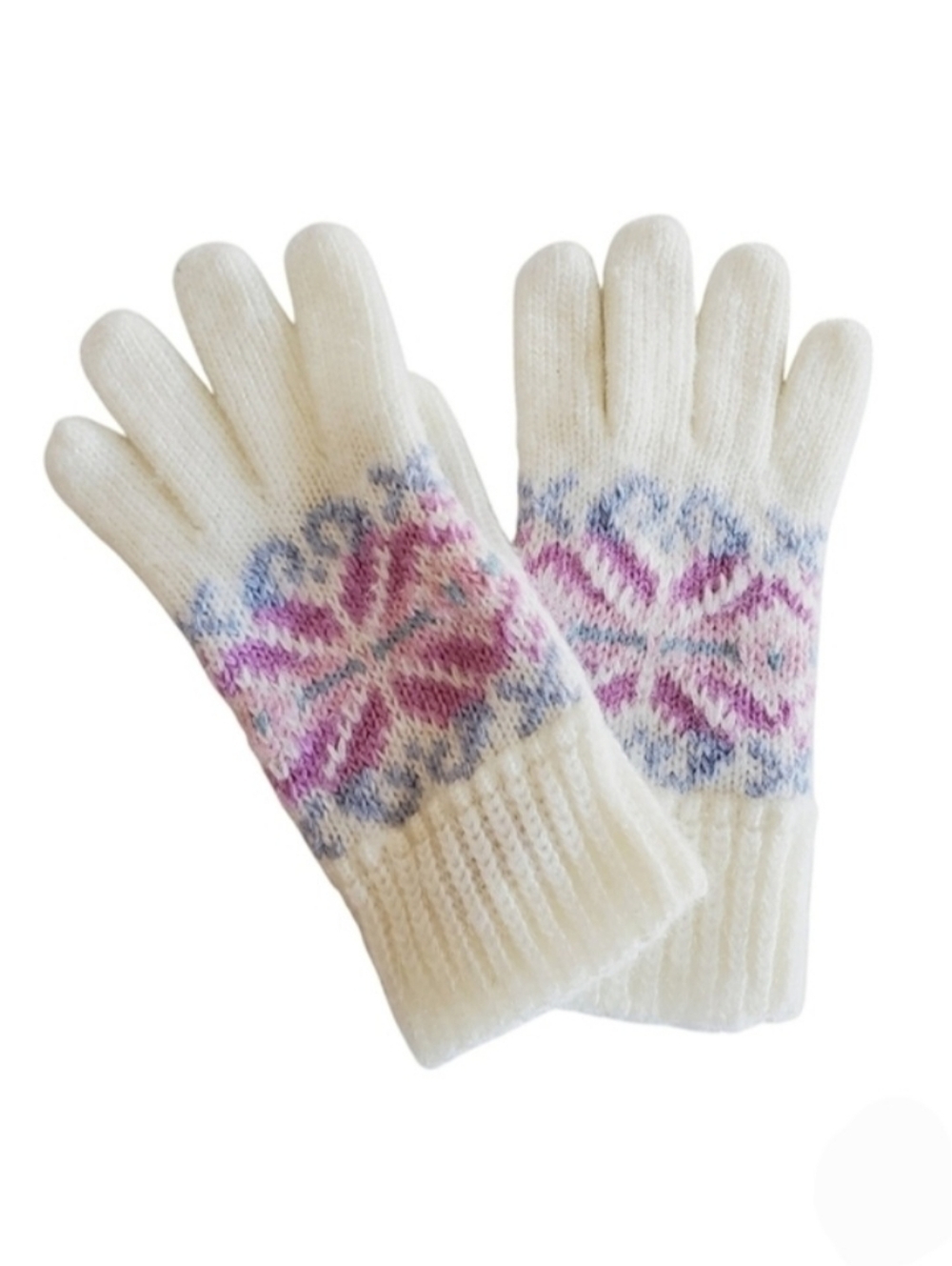 🟢 Aris Acrylic Mittens White Pink Purple One Size